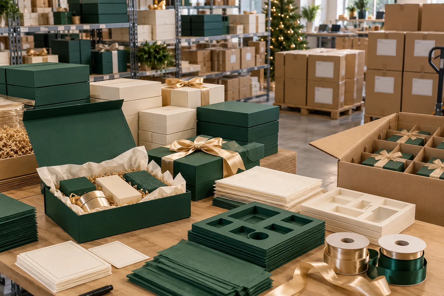 Holiday packaging and fulfillment desk